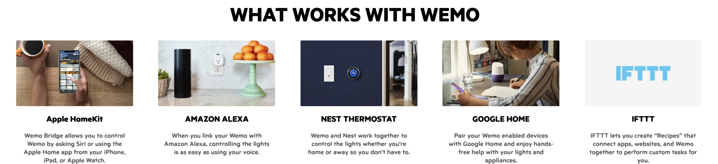 Graphic of smart home platforms compatible with Wemo.